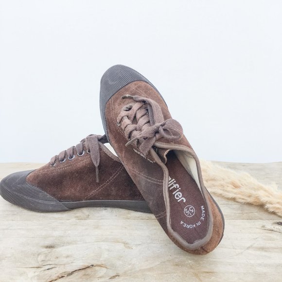 Vintage 80s Suede and Rubber Lace-up Tennis - Picture 5 of 7